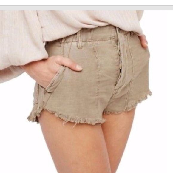 Free People Pants - Free People frayed beige cutoff shorts Sz 2